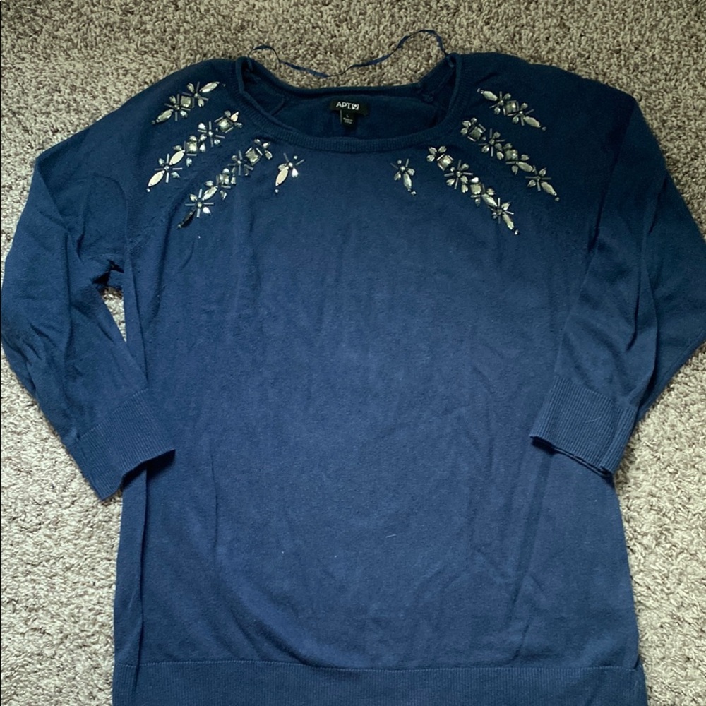Apt. 9 Navy Blue Embellished Sweater